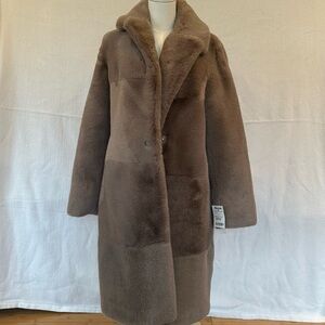NEW Brown Teddy Faux Fur Coat Size XS/S